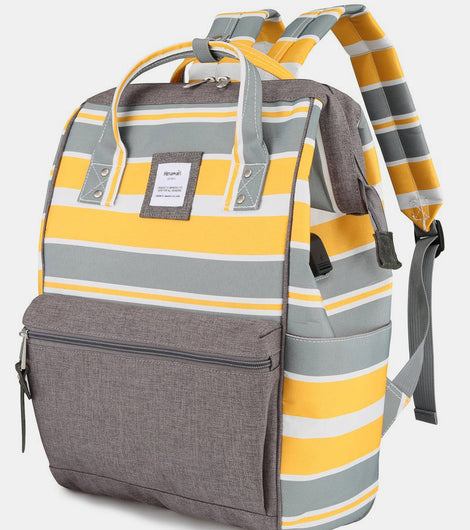 Himawari Striped Waterproof Nylon Backpack Bag with Side Pockets Himawari Striped Waterproof Nylon Backpack Bag with Side Pockets