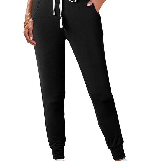 Black Casual Drawstring Drop Waist Pocketed Joggers Black Casual Drawstring Drop Waist Pocketed Joggers