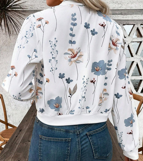 Printed Zip Up Long Sleeve Jacket