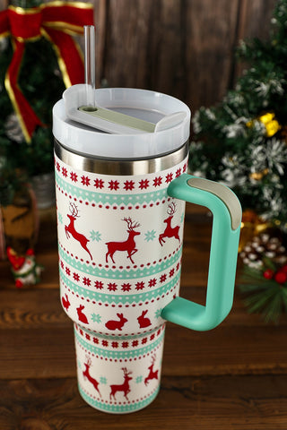 Fiery Red Christmas Pattern Print Stainless Steel Tumbler