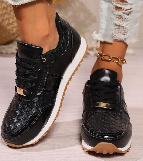 Lace-Up PU Leather Sneakers