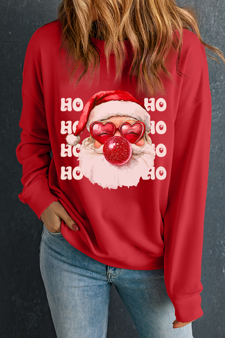 Red HO HO HO Bubble Nose Santa Claus Christmas Sweatshirt