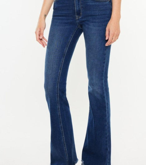 Kancan Cat's Whiskers Raw Hem Flare Jeans