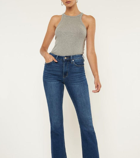 Kancan Cat's Whiskers Raw Hem Flare Jeans