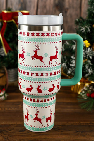 Fiery Red Christmas Pattern Print Stainless Steel Tumbler