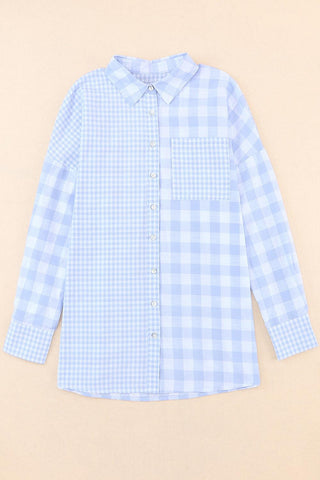 Pocketed Plaid Dropped Shoulder Shirt