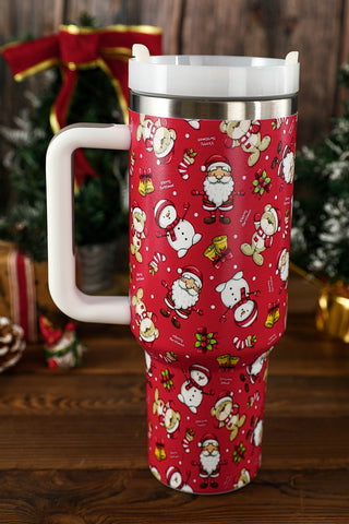 Fiery Red Christmas Pattern Print Stainless Steel Tumbler