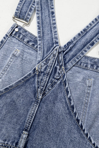 Sail Blue Straight Leg Pockets Denim Bib Overall