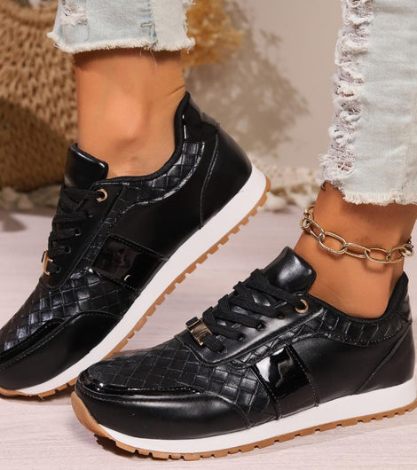 Lace-Up PU Leather Sneakers