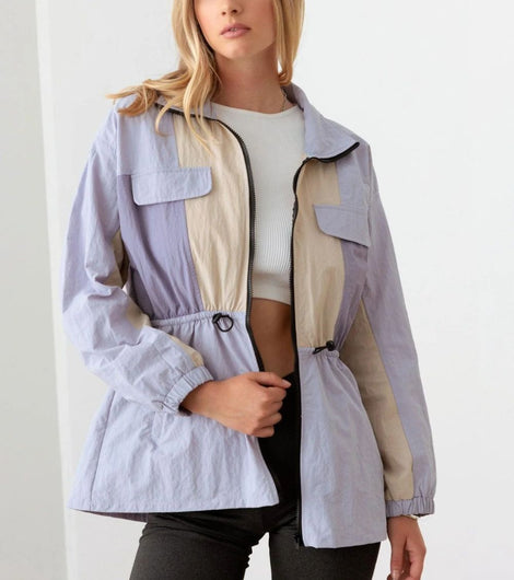 Le Lis Color Block Collared Wind Breaker Jacket