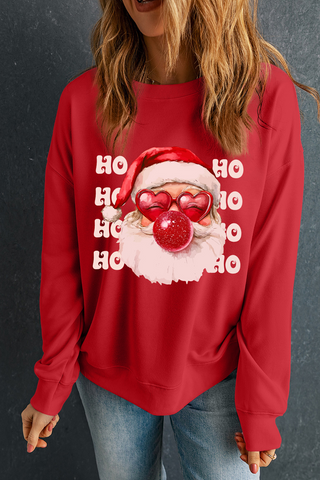 Red HO HO HO Bubble Nose Santa Claus Christmas Sweatshirt