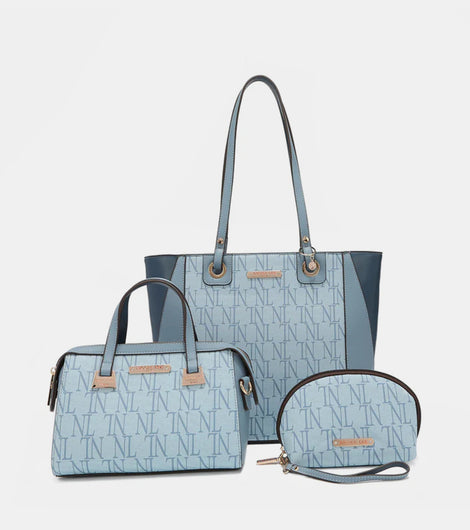 Nicole Lee USA 3-Piece Letter Print Texture Handbag Set