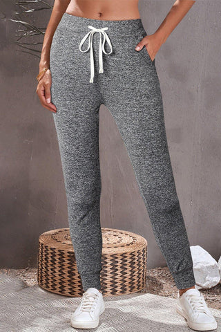 Black Casual Drawstring Drop Waist Pocketed Joggers - Rebel Chics