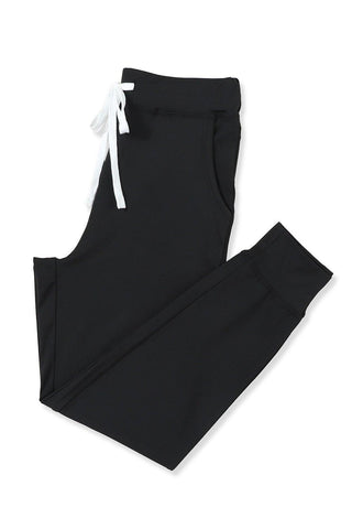 Black Casual Drawstring Drop Waist Pocketed Joggers - Rebel Chics