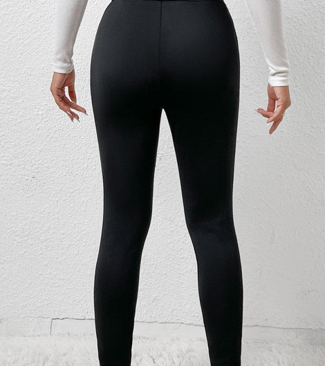 Black Fleece Lining Winter Thermal High Waist Leggings - Rebel Chics