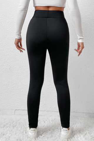 Black Fleece Lining Winter Thermal High Waist Leggings - Rebel Chics