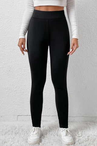 Black Fleece Lining Winter Thermal High Waist Leggings - Rebel Chics