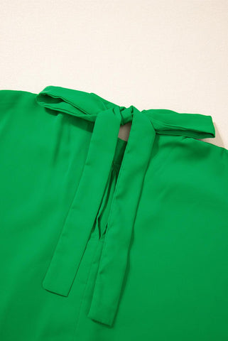 Bright Green Solid Color Batwing Sleeve Knotted Blouse - Rebel Chics