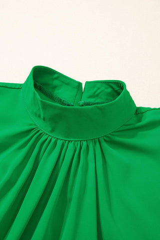 Bright Green Solid Color Batwing Sleeve Knotted Blouse - Rebel Chics