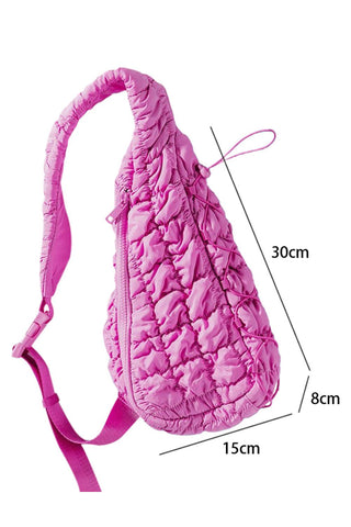 Bright Pink Marshmallow Quilted Drawstring Decor Crossbody Bag - Rebel Chics