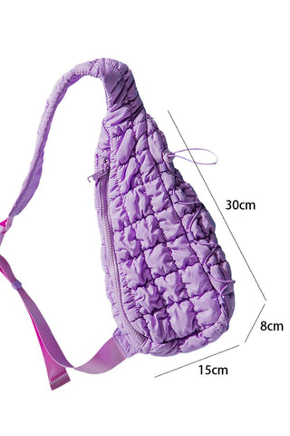 Bright Pink Marshmallow Quilted Drawstring Decor Crossbody Bag - Rebel Chics