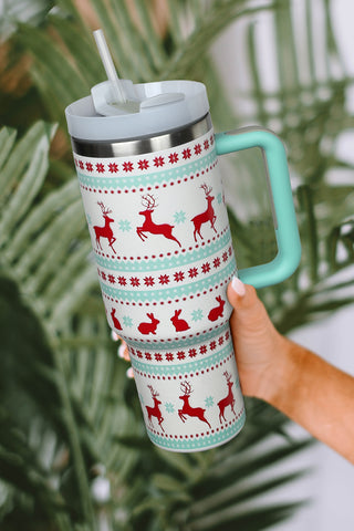 Fiery Red Christmas Pattern Print Stainless Steel Tumbler