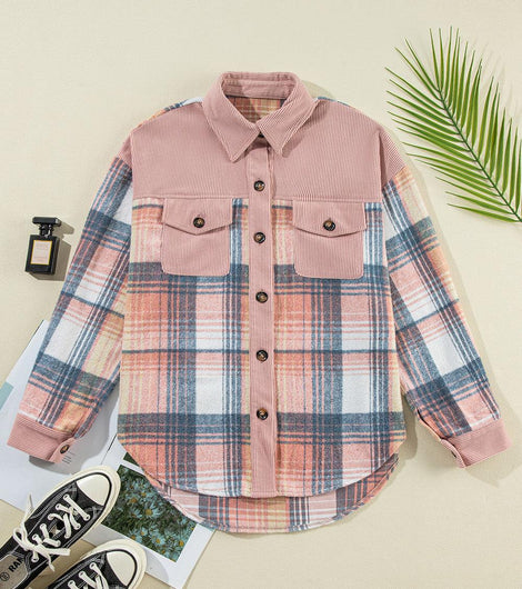 Plaid Button Up Long Sleeve Shacket