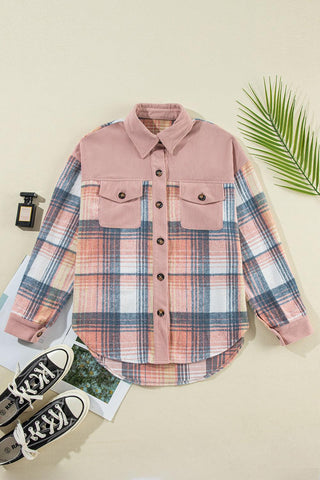 Plaid Button Up Long Sleeve Shacket