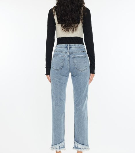 Kancan Raw Hem High Rise Straight Jeans