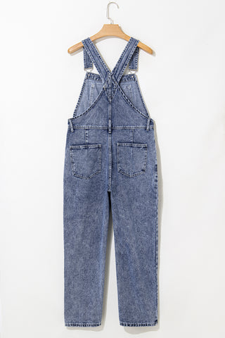 Sail Blue Straight Leg Pockets Denim Bib Overall