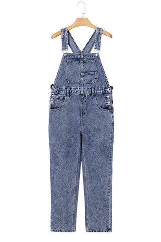 Sail Blue Straight Leg Pockets Denim Bib Overall