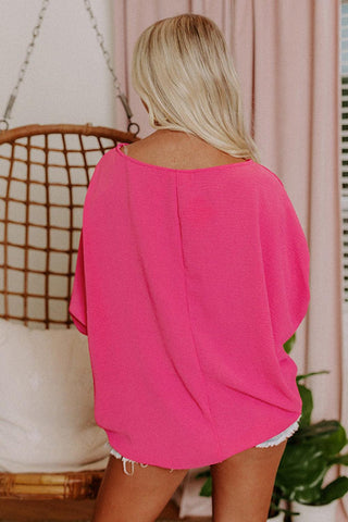 Pink Casual Shirred Cuffs Half Sleeve Top - Rebel Chics