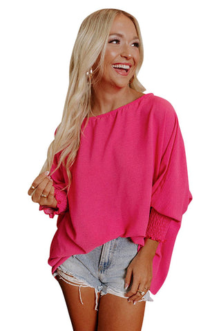 Pink Casual Shirred Cuffs Half Sleeve Top - Rebel Chics