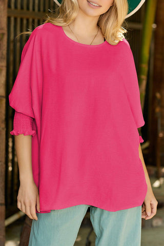 Pink Casual Shirred Cuffs Half Sleeve Top - Rebel Chics