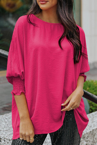 Pink Casual Shirred Cuffs Half Sleeve Top - Rebel Chics