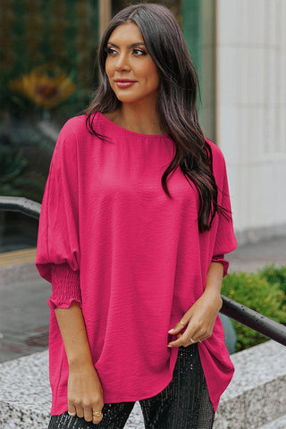 Pink Casual Shirred Cuffs Half Sleeve Top - Rebel Chics