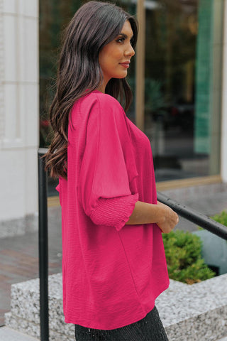 Pink Casual Shirred Cuffs Half Sleeve Top - Rebel Chics