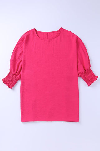 Pink Casual Shirred Cuffs Half Sleeve Top - Rebel Chics