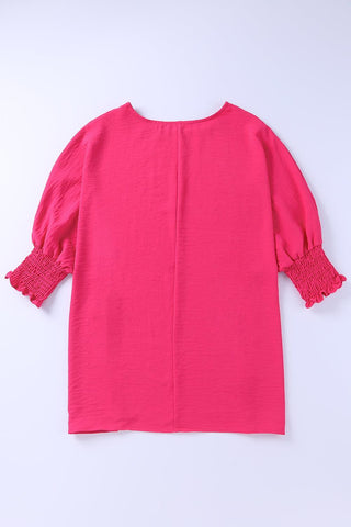 Pink Casual Shirred Cuffs Half Sleeve Top - Rebel Chics