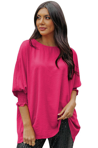 Pink Casual Shirred Cuffs Half Sleeve Top - Rebel Chics