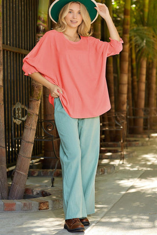 Pink Casual Shirred Cuffs Half Sleeve Top - Rebel Chics