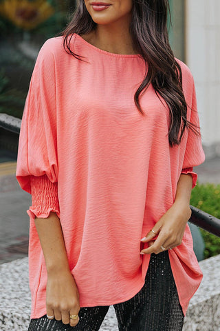 Pink Casual Shirred Cuffs Half Sleeve Top - Rebel Chics