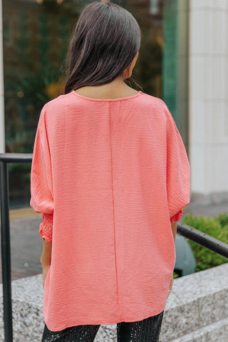 Pink Casual Shirred Cuffs Half Sleeve Top - Rebel Chics