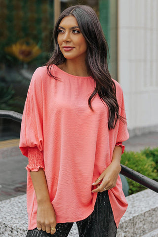 Pink Casual Shirred Cuffs Half Sleeve Top - Rebel Chics