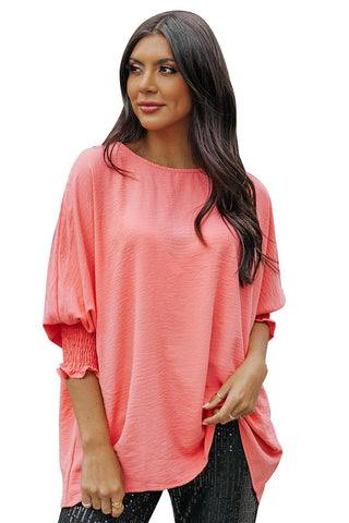 Pink Casual Shirred Cuffs Half Sleeve Top - Rebel Chics