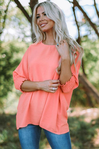 Pink Casual Shirred Cuffs Half Sleeve Top - Rebel Chics