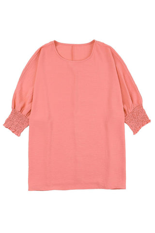 Pink Casual Shirred Cuffs Half Sleeve Top - Rebel Chics