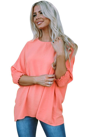 Pink Casual Shirred Cuffs Half Sleeve Top - Rebel Chics