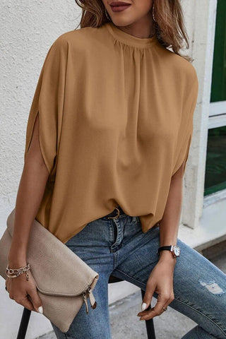 Tie Back Slit Half Sleeve Blouse - Rebel Chics