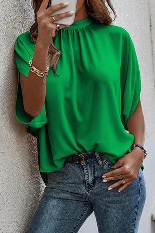 Tie Back Slit Half Sleeve Blouse - Rebel Chics